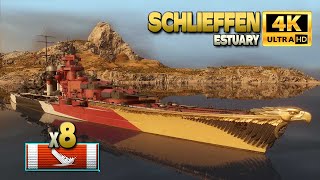 Battleship Schlieffen 8 ships destroyed map Estuary  World of Warships [upl. by Llemij]