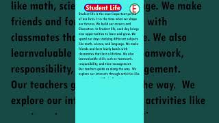 Essay on Student Life  Student life essay  Student life shortvideo studentlife english [upl. by Ennael]