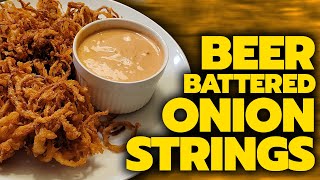 Deep Fried Beer Battered Onion Strings amp Dipping Sauce [upl. by Anilra982]