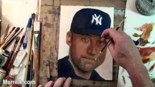 Portrait of Derek Jeter How to Fix Painting Mistakes [upl. by Oiramrej]