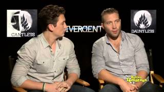 Divergent Cast Interview with Miles Teller amp Jai Courtney [upl. by Aihsaei]