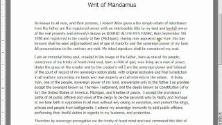 WRIT OF MANDAMUS RobbRyder [upl. by Ester]