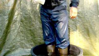 Rubber boots and pants in water [upl. by Atthia]