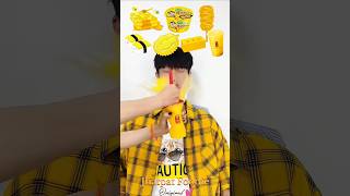 Random Yellow Food ASMR Eating 🍹🐦‍🔥💛 mukbang cure short [upl. by Okihsoy230]