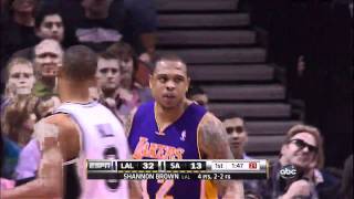 Shannon Brown NASTY OneHanded Dunk Against the Spurs in HD March 6 2011 [upl. by Acino758]