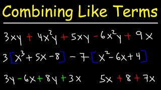 Combining Like Terms Using The Distributive Property  Algebra [upl. by Aniaj]