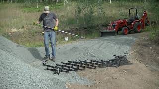 Putting Down Gravel Driveway Using Geocell Our Solution for Long Steep Slope [upl. by Oetomit]