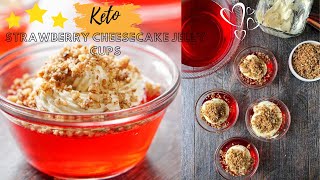 How to make the easiest amp quickest Keto mini Strawberry Cheesecake Jellies Jello No bake [upl. by Aeniah617]