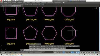 How to Draw Pentagons Hexagons amp Octagons Using the Polygon Command in AutoCAD [upl. by Akcirret180]