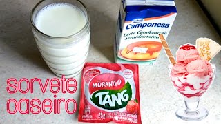 faça 3 litros de sorvete com apenas 1 pacote de suco tang  sorvete econômico  receitas simples [upl. by Eiduam]