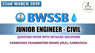 BWSSB Junior Engineer Civil Question Paper Solutions  BWSSB Recruitment 2019 [upl. by Atrim]