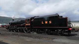 Black 5 5025 emerging from Strathspey Railway Shed after completion of her restoration [upl. by Cornall]