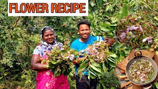 FLOWER RECIPE  Most Rural Wild Flowers CookingIndia Rural Vilage Family [upl. by Sotnas]