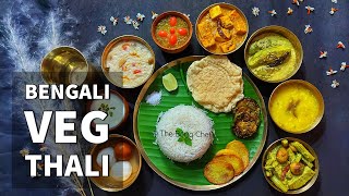 Bengali Veg Thali  Durga Puja Special Veg Thali  Bengali Niramish Thali Recipe  Bengali Thali [upl. by Queen]