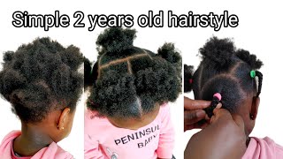 How to  Simple 2 Years old protective hairstyle on Short Natural Hair using Hair Elastic bands [upl. by Caraviello877]