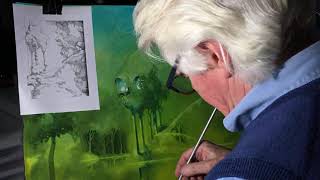 Roger Dean painting session 5 for DBA album [upl. by Lyrradal]