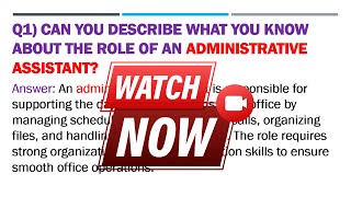 Administrative Assistant Interview Questions and Answers  Admin Assistant Job Interview [upl. by Aljan]