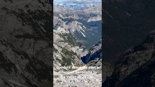 Gondola descends past a mountain panorama to Ra Valles at 2470m above Cortina [upl. by Nangem]