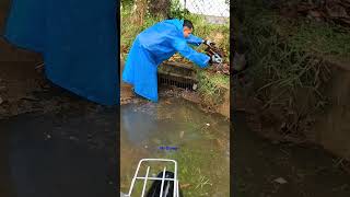 Massive Blocked Trash Rack Removing All Garbage drain satisfying shorts [upl. by Manoop814]