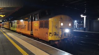 1Q18 TampT Colas class 37 219ampColas class 37 175 depart Crewe with test train to longsight with tones [upl. by Ocer]