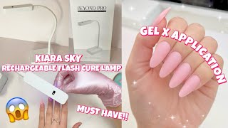 TRYING KIARA SKY RECHARGEABLE FLASH CURE NAIL LAMP  EASY FULL COVER GELLY TIP APPLICATION [upl. by Cost241]