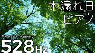 心が晴れる癒しのピアノ『木漏れ日ピアノ』ソルフェジオ周波数 528hz 【音叉ヒーリング・アンビエントミュージック】セロトニン増加・瞑想・ヨガ・睡眠 ｜癒しの4K映像・自然音 [upl. by Marb]