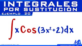 Integral de Coseno  Integrales por Sustitución  Cambio de variable  Ejemplo 20 [upl. by Norry376]