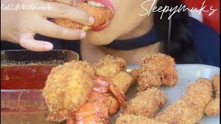 asmr fried seafood w bloves sauce  mukbang eating sounds [upl. by Lemuela3]