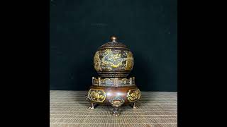 Exquisite Pure Copper Gilded FortuneEnhancing Incense Burner homedecor handmade statue [upl. by Endaira]