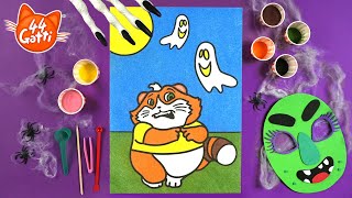 44 Gatti  Coloriamo con la sabbia Polpetta e i fantasmini  Video di Halloween per bambini [upl. by Vitalis]