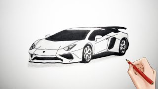 How To Draw a Lamborghini  Drawing a Lamborghini Aventador step by step [upl. by Trilbie2]