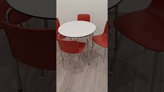 Vitra Circular Table White 800mm w 4 x Vitra Dining Chairs Red  Chrome For Sale UK [upl. by Assiran538]