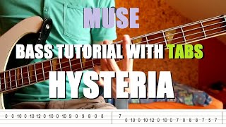 Muse  Hysteria Bass Tutorial with TABS [upl. by Krenek654]