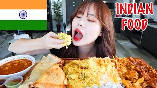 INDIAN FOOD MUKBANG 먹방 VEGETARIAN  BAINGAN BHARTA CHANA MASALA ALOO GOBI VEGGIE KORMA SAMOSA [upl. by Aniara597]