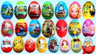 25 Surprise Eggs Kinder Surprise Cars 2 Mickey Mouse Spongebob [upl. by Romelle]