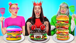 VAMPIRE VS GRANNY COOKING CHALLENGE  Funny Kitchen Hacks by 123 GO FOOD [upl. by Callida]