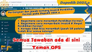 Tutorial Cara Menambah Riwayat Pendidikan Formal di Aplikasi Dapodik oleh Operator Sekolah dan GURU [upl. by Tolman335]