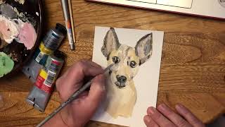 Chihuahua painting in time lapse Dog pet portrait Original ART [upl. by Olympias]