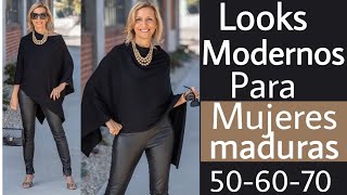 LOOKS MODERNOS PARA MUJERES MADURAS DE 50 60 Y 70 AÑOS MODA PARA SEÑORAS 2021 COMO VESTIR MODERNA [upl. by Tigirb]