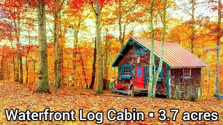 Indiana Lakefront Homes For Sale  Log Cabins Homestead  3bd  3ba  Lakefront Cabins For Sale [upl. by Aitnic]