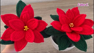 How to Crochet a Poinsettia Flower 🌹 Easy Poinsettia Flower Tutorial🔔 Christmas Ornaments🔔 [upl. by Bravin]