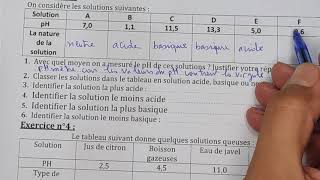 série dexercices n°5 les solutions acides et les solutions basiques  3 eme année collège biof [upl. by Ahsiyk]