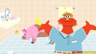 Murray Cleans Up Zoo Animal Wash Pig Sesame Street Retro Gaming [upl. by Esil351]