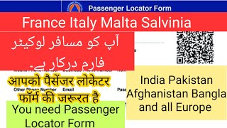 EUROPEAN DIGITAL PASSENGER LOCATOR FORM dPLF in PDF  france italy malta salvinia [upl. by Lynnet]