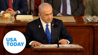 Israeli prime minister address Congress criticize protesters  USA TODAY [upl. by Aihtnic394]