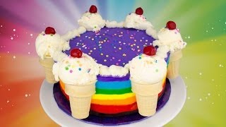 Rainbow Ice Cream Cake Recipe How to Make a Rainbow Ice Cream Cake from Cookies Cupcakes and Cardio [upl. by Doralyn86]