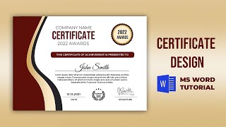 How to make Certificate Design in Microsoft word  MS Word Certificate Design Tutorial [upl. by Innor181]