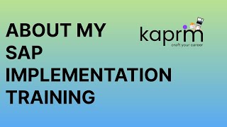 ✅About my SAP real time implementation training✅ KAPRIM [upl. by Platus44]