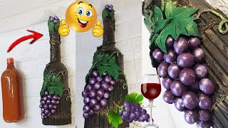 Botella de vidrio decorada en porcelana fría con uvas para año nuevo con estilo Susy amp Diy Crafts [upl. by Jonas]