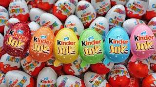 Multicolored Glitter Kinder Joy opening ASMR  A lot of Kinder Surprise egg toys [upl. by Eltsryk]